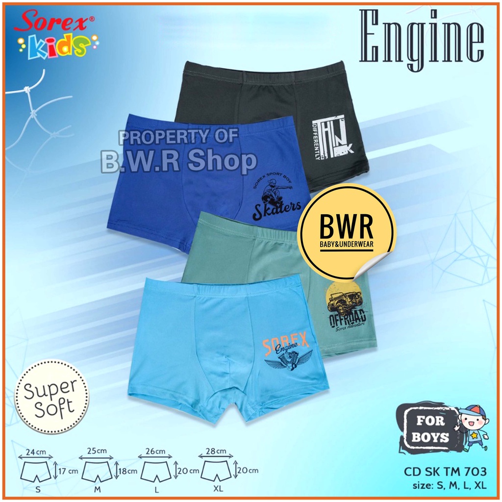 CD Boxer Sorex Boys TM 703 Engine / Celana Dalam Anak Laki Laki Super Soft Tm703 | Bwr