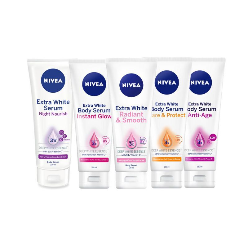 ❤️AllYouNeed❤️ NIVEA Extra White Body Serum 70 / 180 ml || Care & Protect / Night Nourish / Instant 