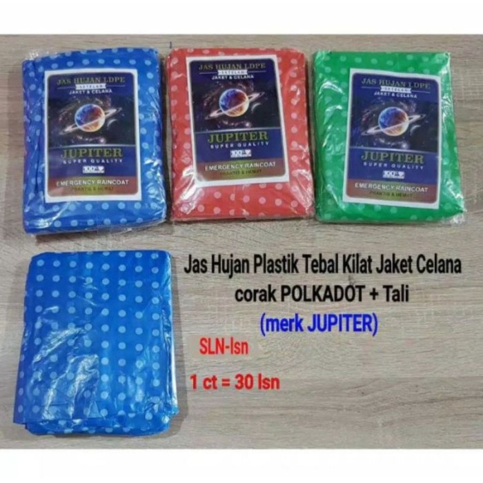Jas Hujan Plastik Setelan Motif Polkadot JUPITER