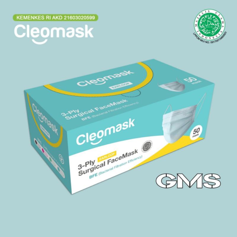 Masker Medis Cleomask Per Box isi 50 Pcs / Surgical Face Mask Cleomask