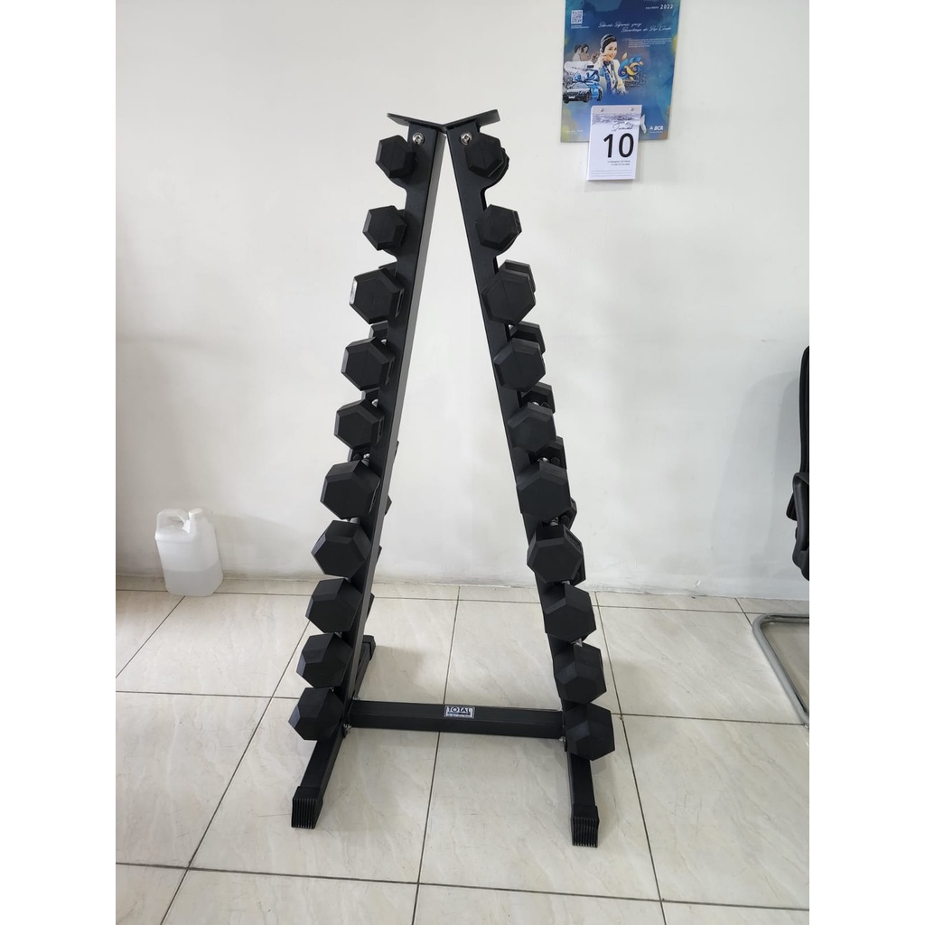 TOTAL HEALTH GYM - New Alat Olahraga Fitness Sport Gym Stand Dumbbell Dumbel Barbel Set Hexagonal + Rack Lifesports Kualitas Premium Import Original