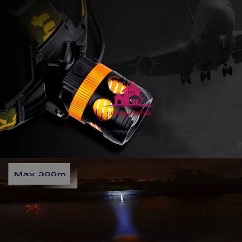 Senter Kepala Headlamp High Power Cree T6 Zoom +COB/Senter Kepala Headlamp high Power Cree 2x10w +COB