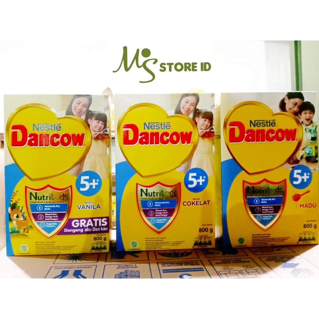 

Dancow 5+ dengan Nutritods 400gr, 800gr, dan 1kg, Varian Rasa Madu / Vanila / Cokelat Box,Nestle Susu Pertumbuhan Anak Usia 5-12 tahun