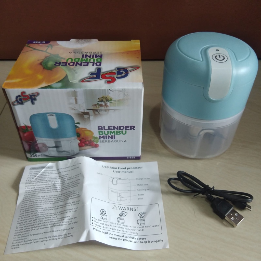 BLENDER BUMBU MINI SERBAGUNA / BLENDER PORTABLE MINI GSF G-625 UNTUK BUMBU SAMBEL LOMBOK MPASI / GSF G-625 / GSF 625