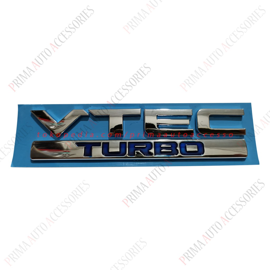 Emblem Mobil VTEC Turbo Warna Chrome 13,5 cm