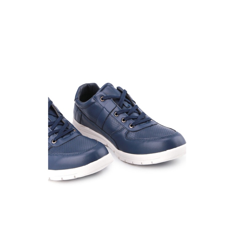 SEPATU SNEAKER PLAYBOY PRIA ORIGINAL CASUAL KULIT ASLI BIRU NAVY PL42