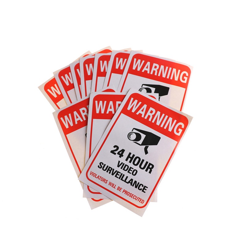 {LUCKID}10Pcs Home CCTV Surveillance Security Camera Video Sticker Warning Decal Signs