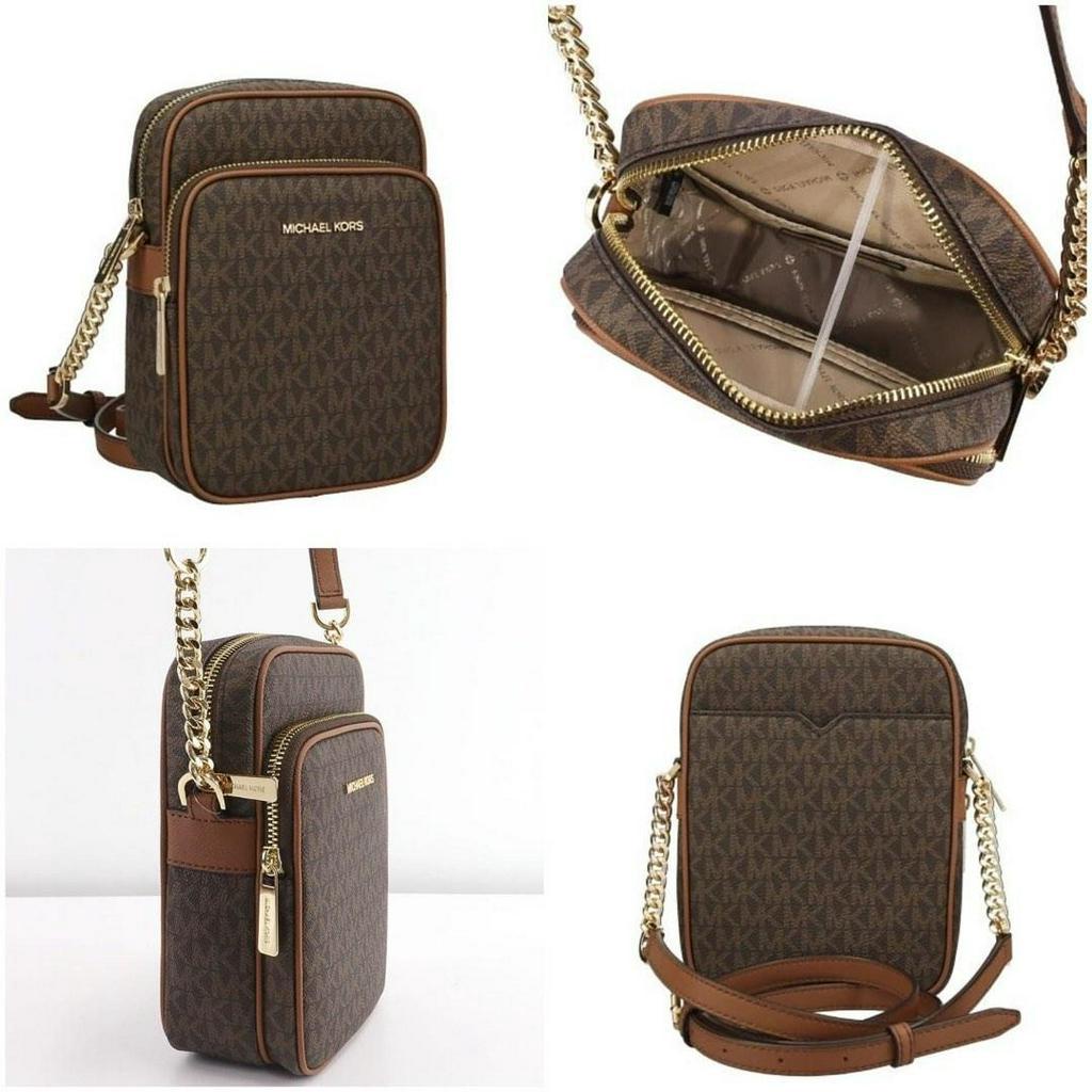 Tas Branded ori Signature Jet Set Medium NS Chain Crossbody Brown/ Vanilla
