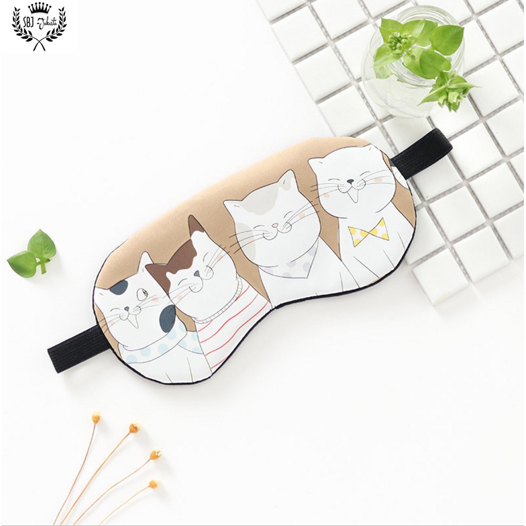 Masker Mata Penutup Mata Eye Mask untuk tidur dengan Ice Gel motif Smiling Cats