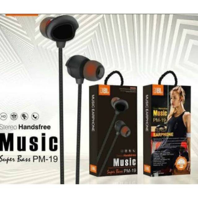 Headset JBL PM-19 Handsfree Hansfree JBL PM19 Earphone JBL PM-19 Extrabass
