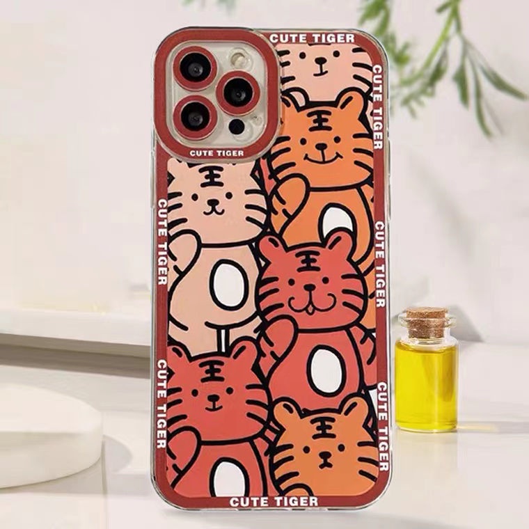 Soft Case TPU Motif Bunga Harimau Untuk Iphone 13 12 Mini 11 Pro X XR XS Max SE 2020 6 6S 7 8 Plus