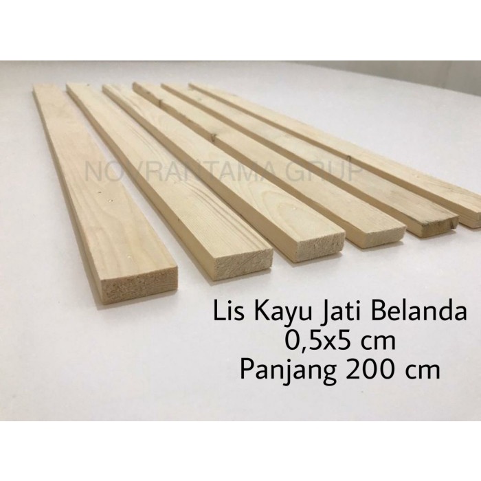 Lis kayu Pinus Jati Belanda 0,5x5 cm panjang 200cm, 5x50mm