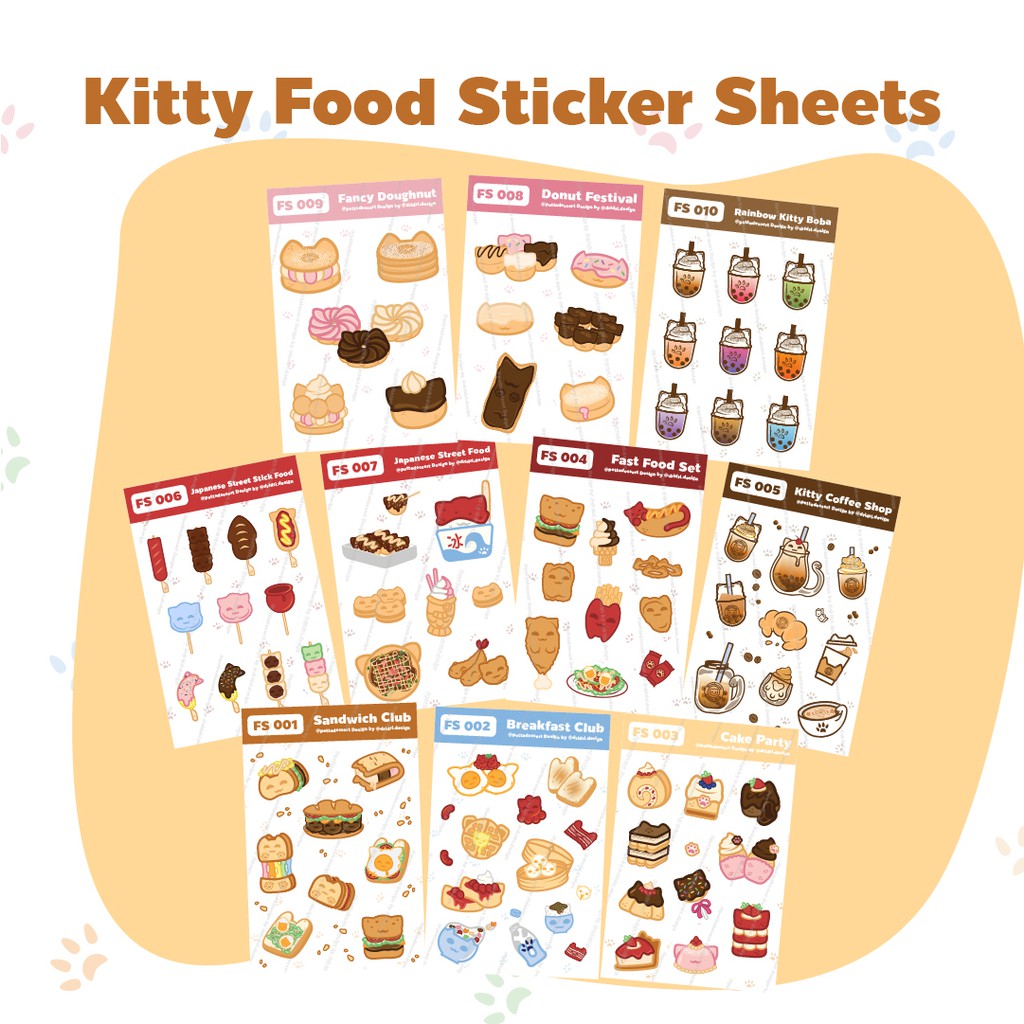 

Pettadesserts - Sticker Sheet Cute Kitty Food - All 10 Set
