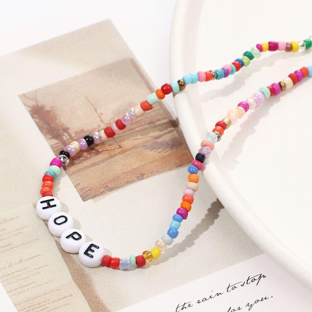 Lily Rice Bead Necklace Personality Colorful Kalung Handmade Manik Pantai