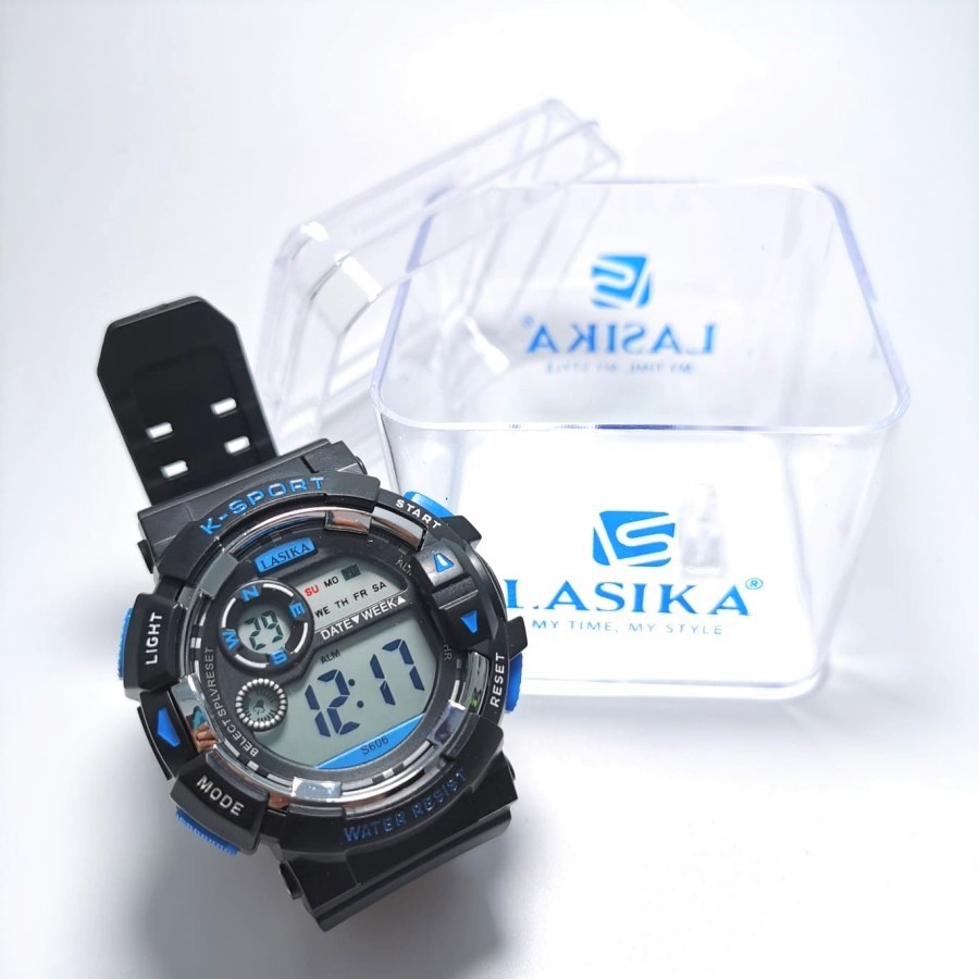 Jam tangan laki laki digital sport Lasika S606, tahan air & dapat kotak.