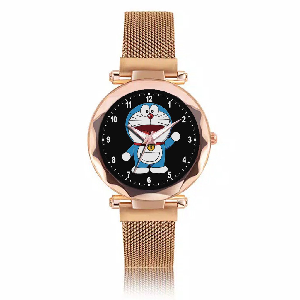 Jam Tangan Wanita Custom - DORAEMON MOTIF 4 Free Box &amp; Batre Cadangan