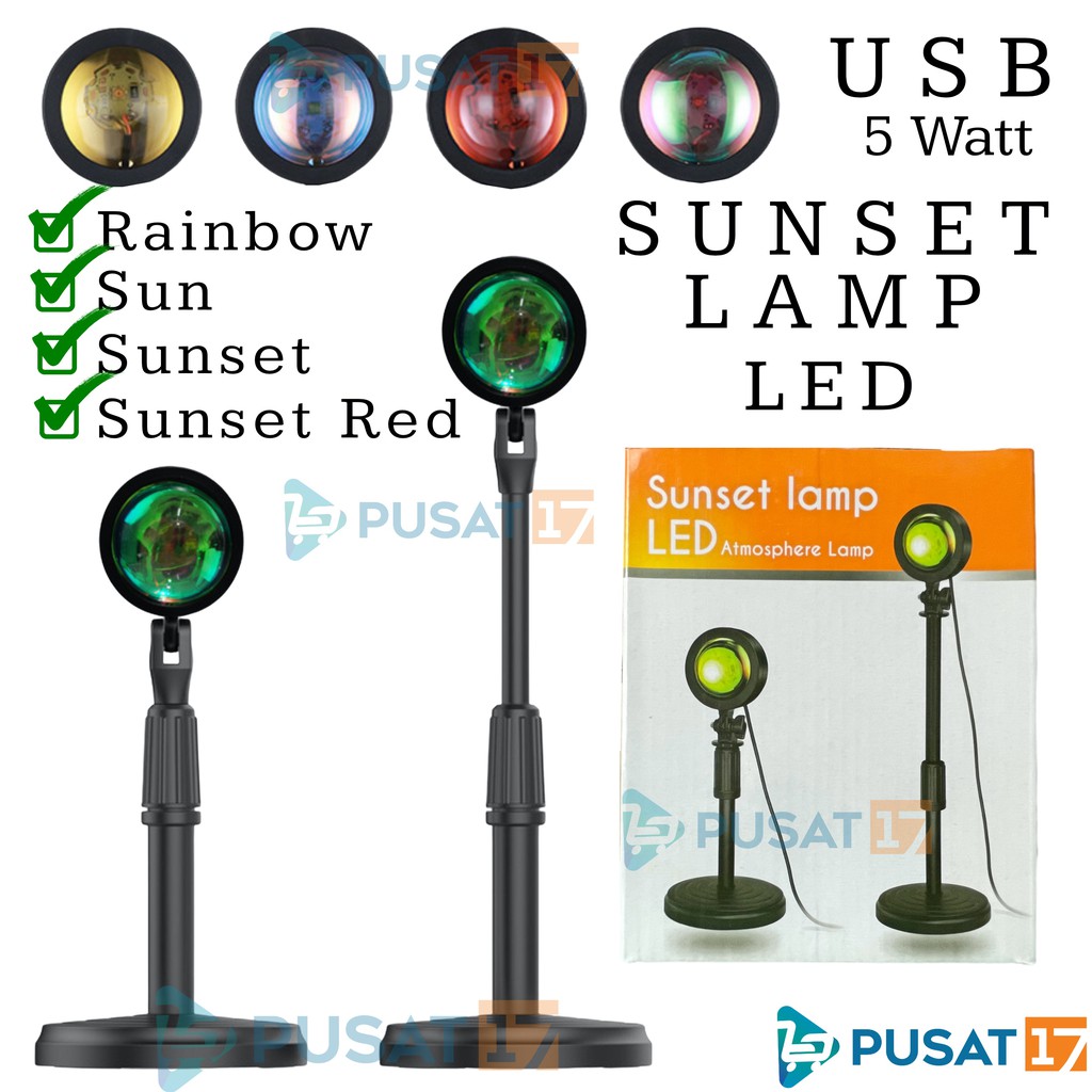 Jual SUNSET LAMP LED USB/ LAMPU SUNSET PROYEKTOR MATAHARI TERBENAM