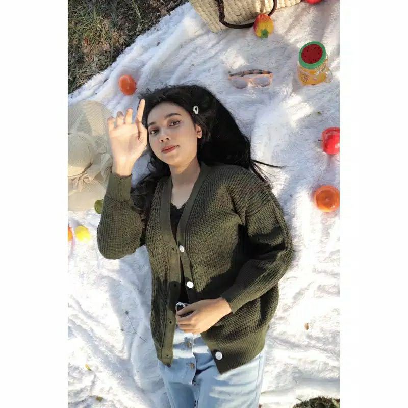 CARDIGAN KANCING EMERA BASIC RAJUT 7 GATE-Army