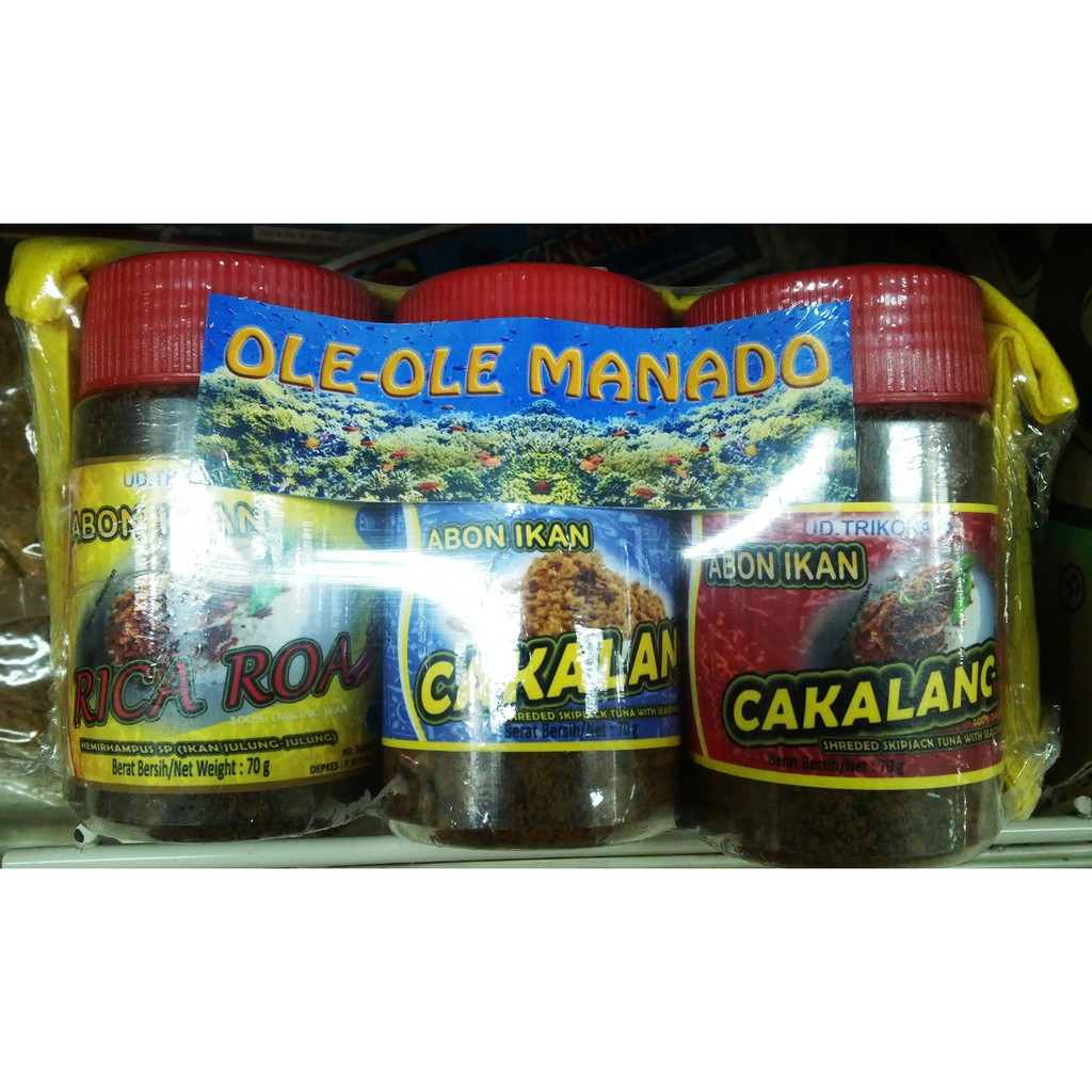 

Trikora Paket Abon Ikan Cakalang, Rica Roa 210 gr - Ole - Ole / Makanan Khas Manado Minahasa