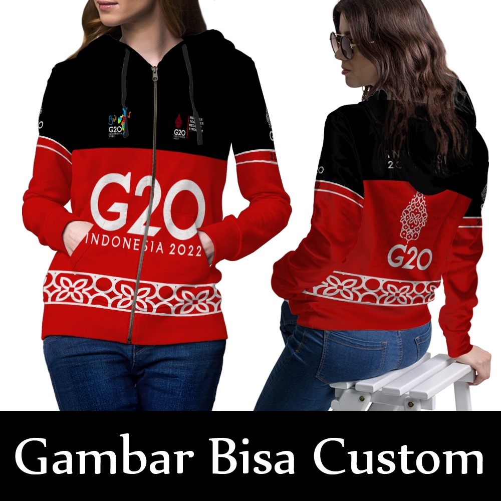 BISA COD Jaket Hoodie Wanita G20 Indonesia Maju Fullprint || Jaket G20 Indonesia 2022 || Jaket Anak 