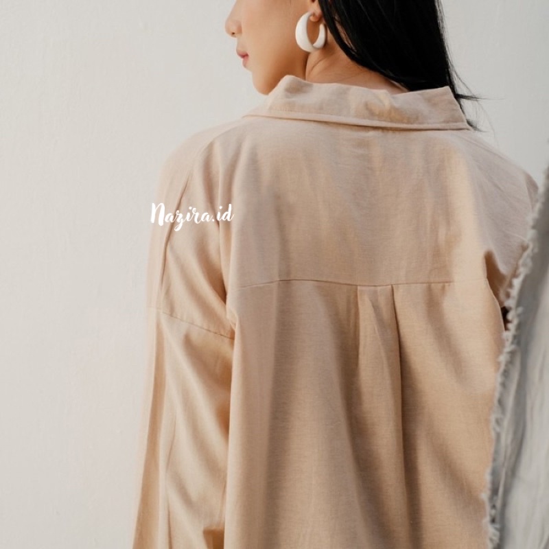 Olivia Shirt - Kemeja Oversize Linen Wanita - Kemeja Linen - Oversized Shirt Linen