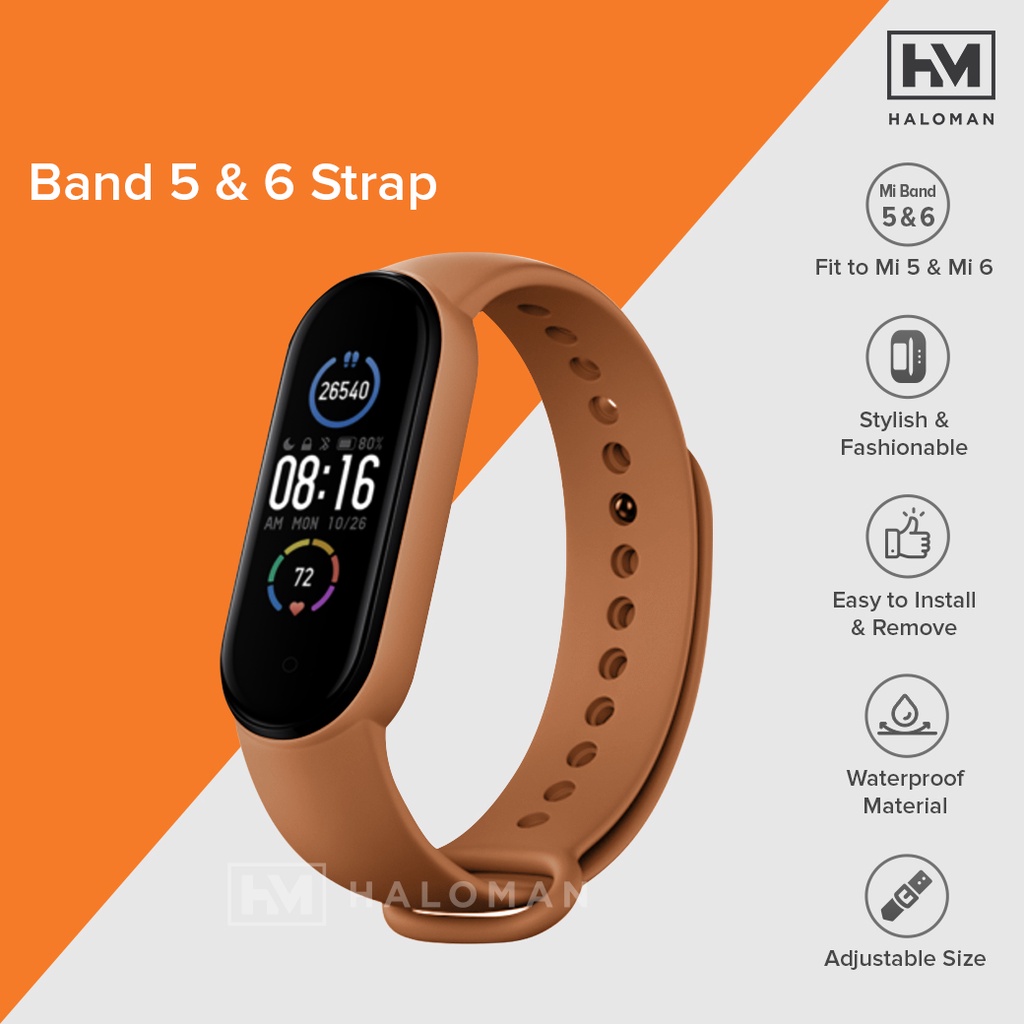 Silicone Strap Mi Band 5 & Mi Band 6 - Strap Miband 5 & Miband 6 Replacement-Brown