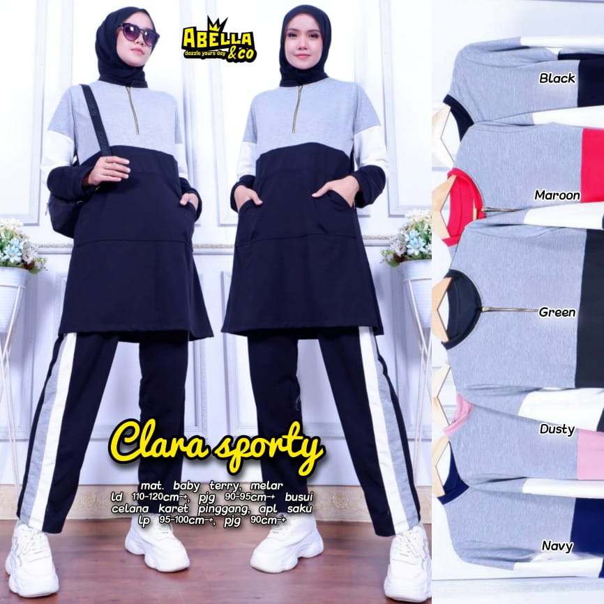 CLARA SETELAN / 20.7 / BAHAN BABYTERRY / LD 110-120 / ALLSIZE JUMBO / ONESET OLAHRAGA / ABELLA