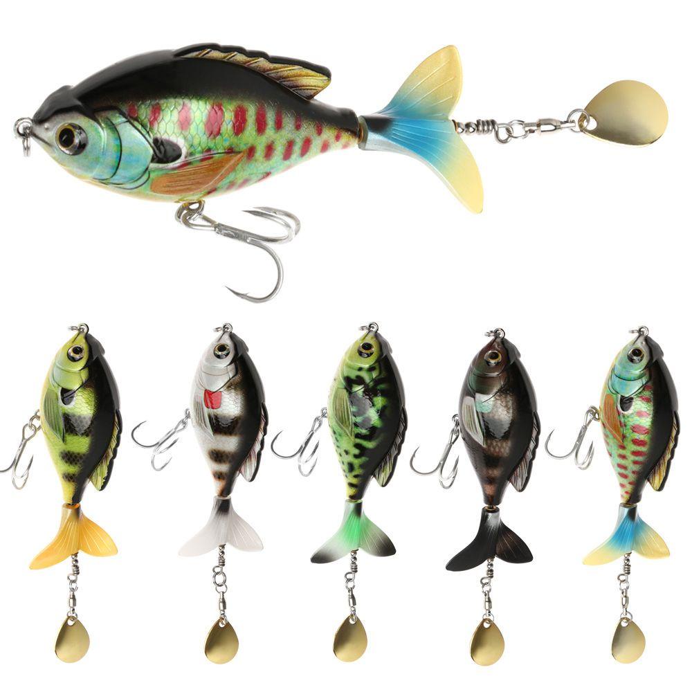 TOP 5pcs /Box Rotate Tail Fishing Lure New Lembut Rotating Tail 2segment VMC Hooks