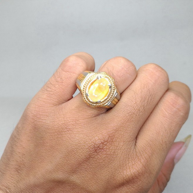 Batu Cincin Yakut Natural yellow Safir Bagus Akik Permata Asli