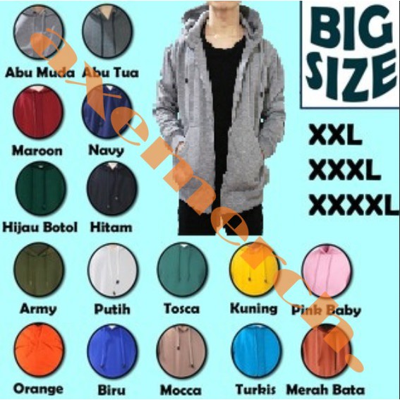 PRE ORDER jaket hoodie zipper polos big size xxl xxxl xxxxl tersedia 23 warna