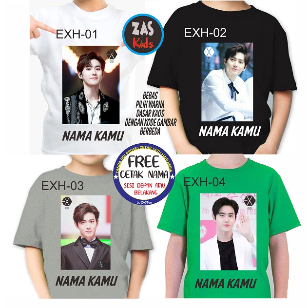Kaos Anak Band Korea SUHO EXO Free Cetak Nama / Tulisan Banyak Karakter