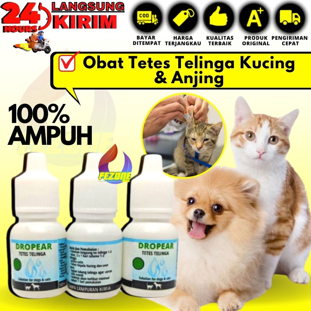 Obat Tetes Telinga Hewan Kucing Anjing 10ml FEZONE