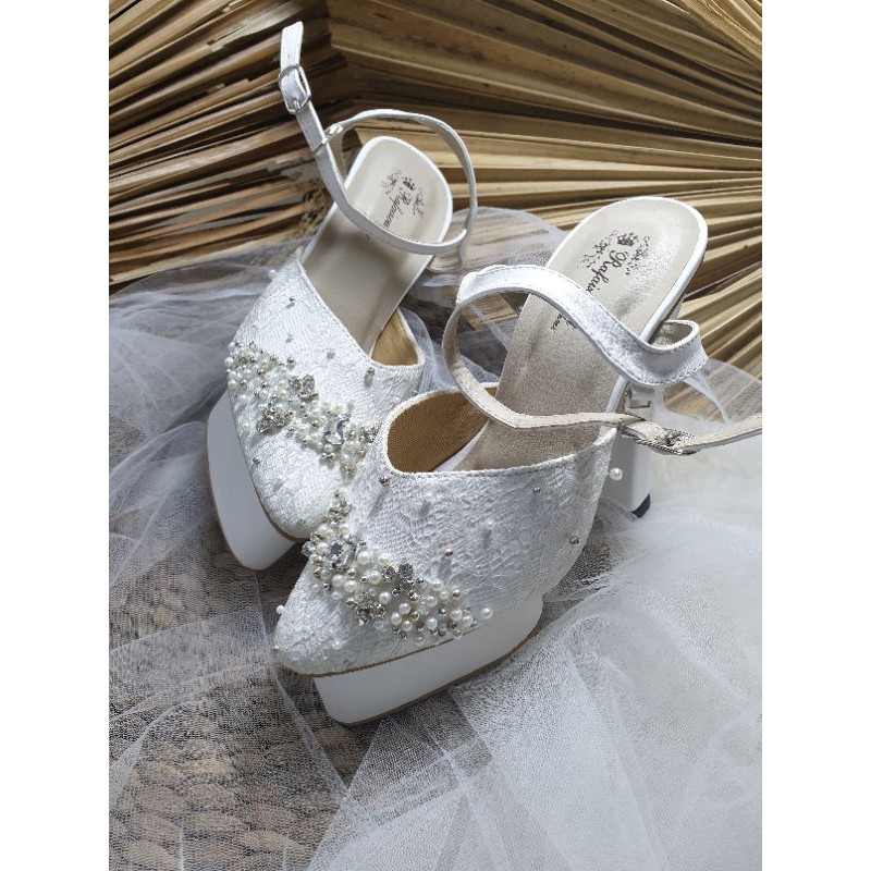 sepatu wedding lumaya putih cantik tinggi 12cm