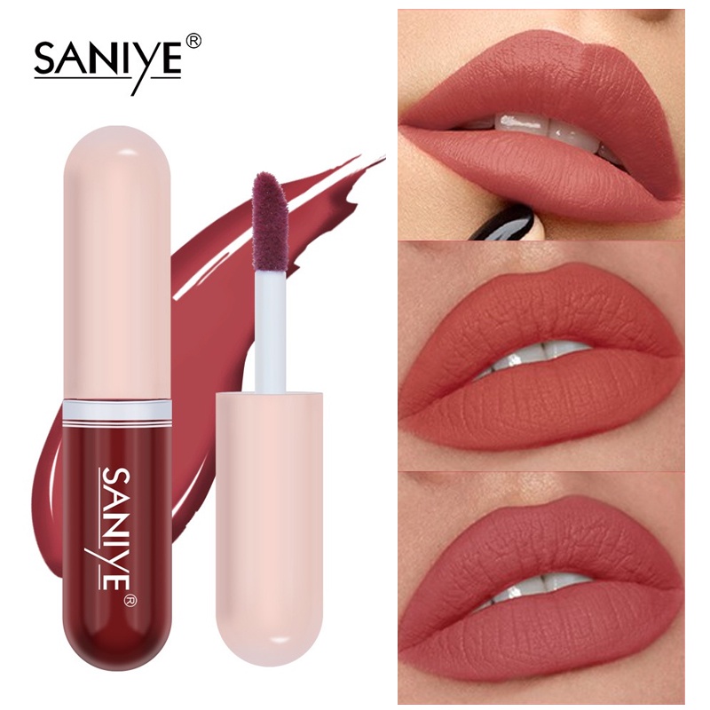 SANIYE 15 Warna lipstick Tahan air Cair Mini Kapsul Lip Tint Matte Waterproof