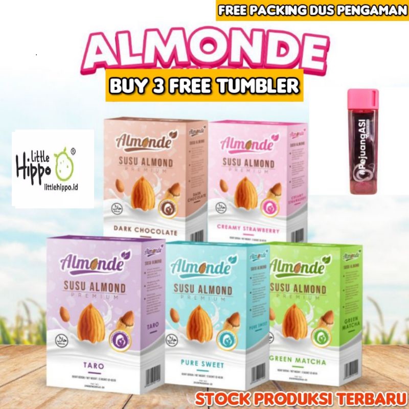 Promo Buy 3 Free Tumbler /ALMONDE PREMIUM ALMOND MILK - Cocok untuk Program Hamil sampai Usia Kehamilan 6 Bulan / susu ibu hamil / susu almond / ibu hamil / almonde susu almon / program hamil / susu ibu hamil dark choco matcha taro creamy strawberry