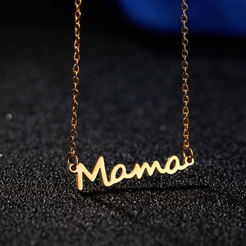 Kalung choker Liontin Tulisan MAMA Gaya retro Untuk Wanita