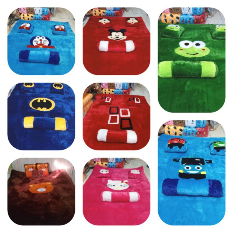 karpet bulu hello kitty - karpet lantai- karpet karakter - kasur karakter anak- matras- kasur karpet