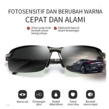 ✅Grosir Jam Senen - Kacamata Polarized Photochromic Fotokromik Pria Wanita / Kacamata Anti Silau Siang Malam Polarized Photochromic