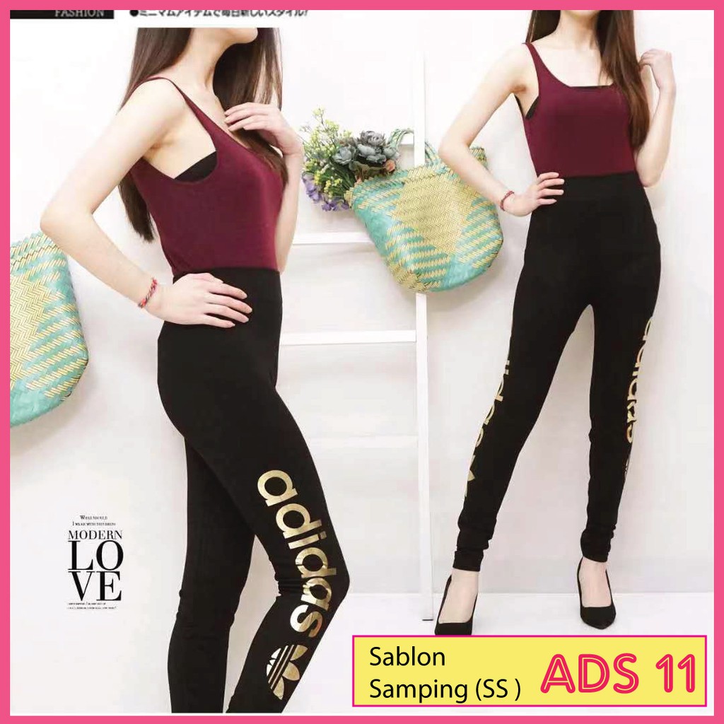 Legging wanita ADS #ads10 / Legging Wanita / Legging Jumbo Wanita / Legging Sablon Samping (ss) / ying fashion / legging panjang wanita