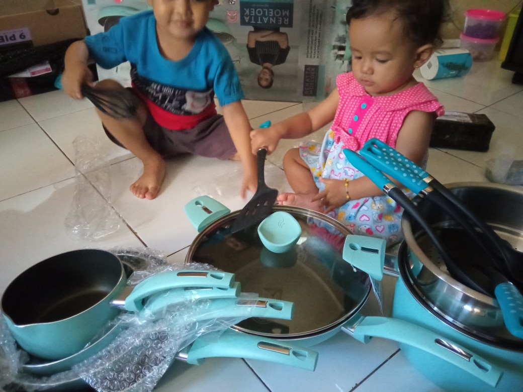 Panci Penggorengan Set / Wajan  Anti Lengket / 9pcs Cookware Set Pastel Supra I Ready Stock!!!