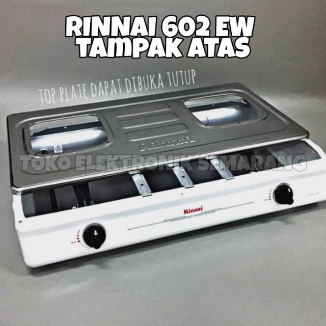 KOMPOR GAS RINNAI RI 602 EW WHITE 2 TUNGKU BURNER KUNINGAN API BESAR STAINLESS STEEL