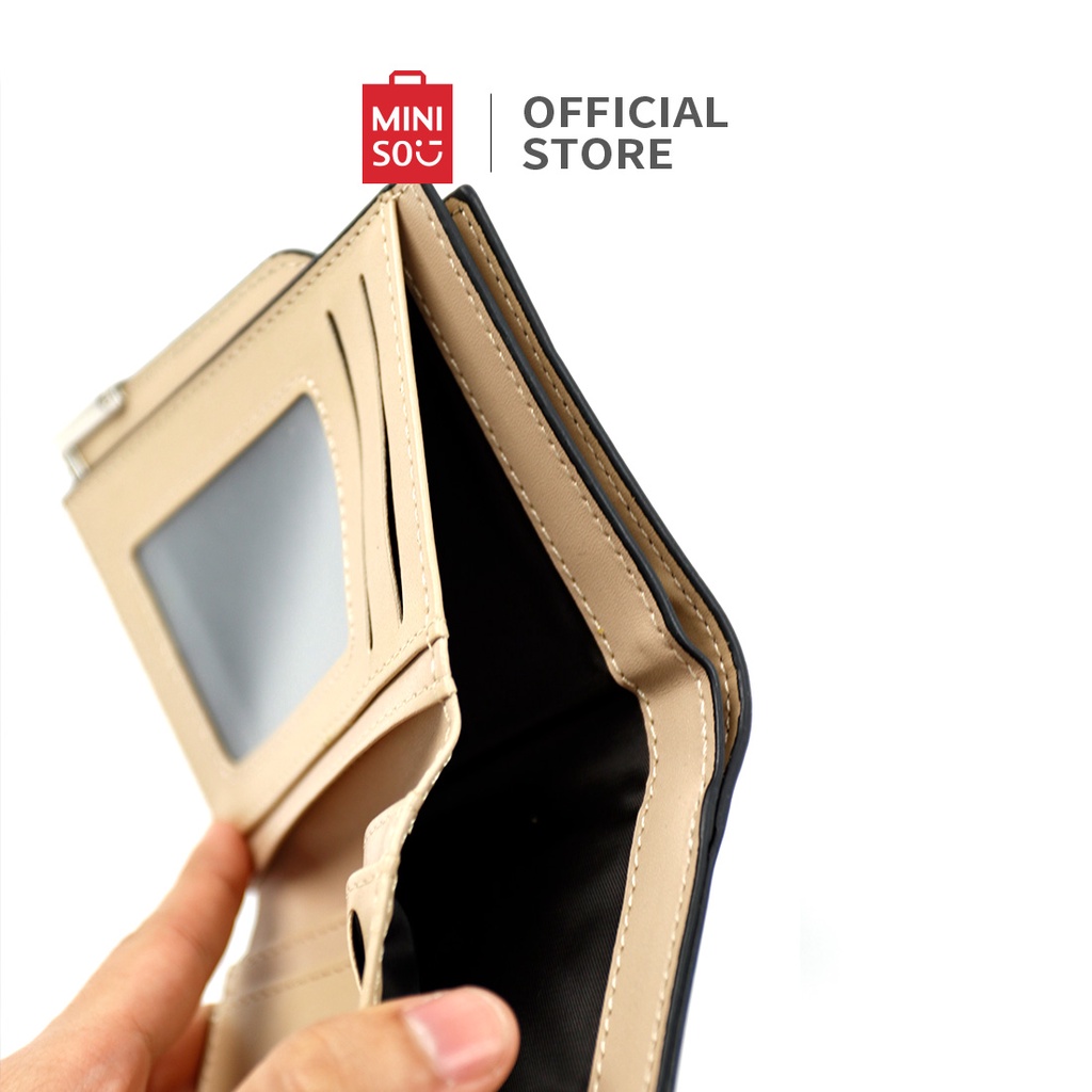 MINISO Dompet Pria Men's Wallet  Matte Pendek Bisnis Santai Pemblokiran Warna Serbaguna Pengait Short Wallet-8