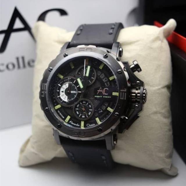Jam Tangan Alexandre Christie AC9201 MC Night Vision Full Black Original