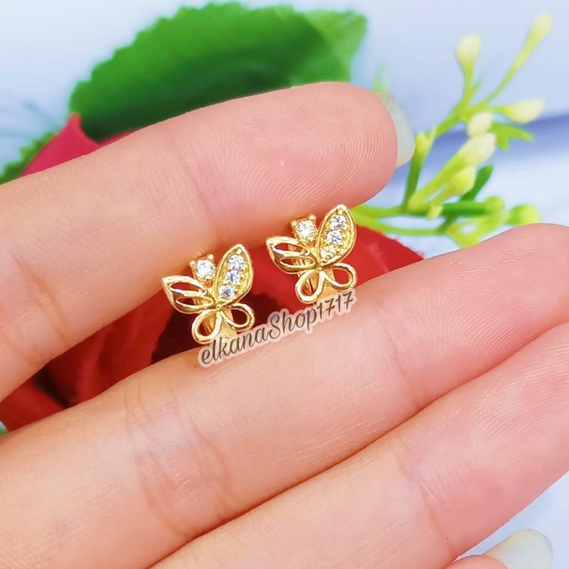 Anting Jepit anak variasi motif permata simple dan elegan Gold,tidak karat (COD)