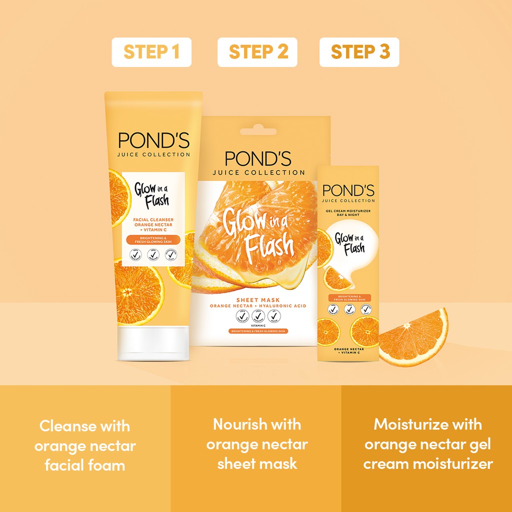 Pond's Juice Collection Sheet Mask / Masker Wajah Orange Nectar + Hyaluronic Acid 20 gr