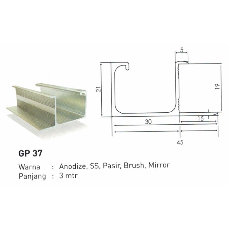 Handle Aluminium Gp 37 Anodize Ss Pasir Brush Mirror Gold Black White Shopee Indonesia