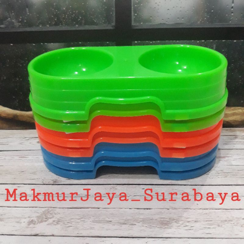 Tempat Makan Minum kucing,anjing,kelinci,dll. double bowl merk chiro(Cp6)