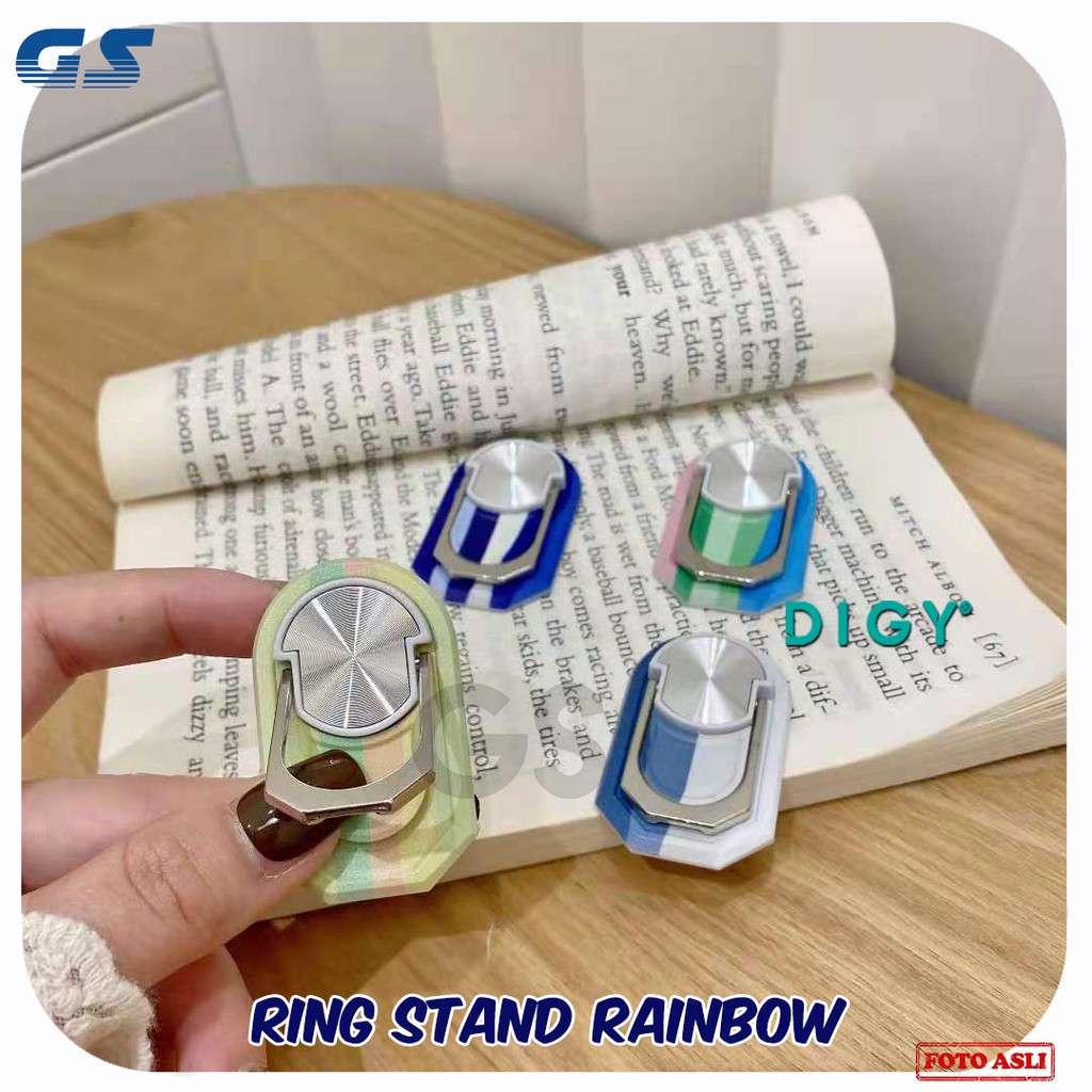 Stand Holder hp model terbaru Putar Model Ring Bahan Metal untuk Handphone, Rainbow