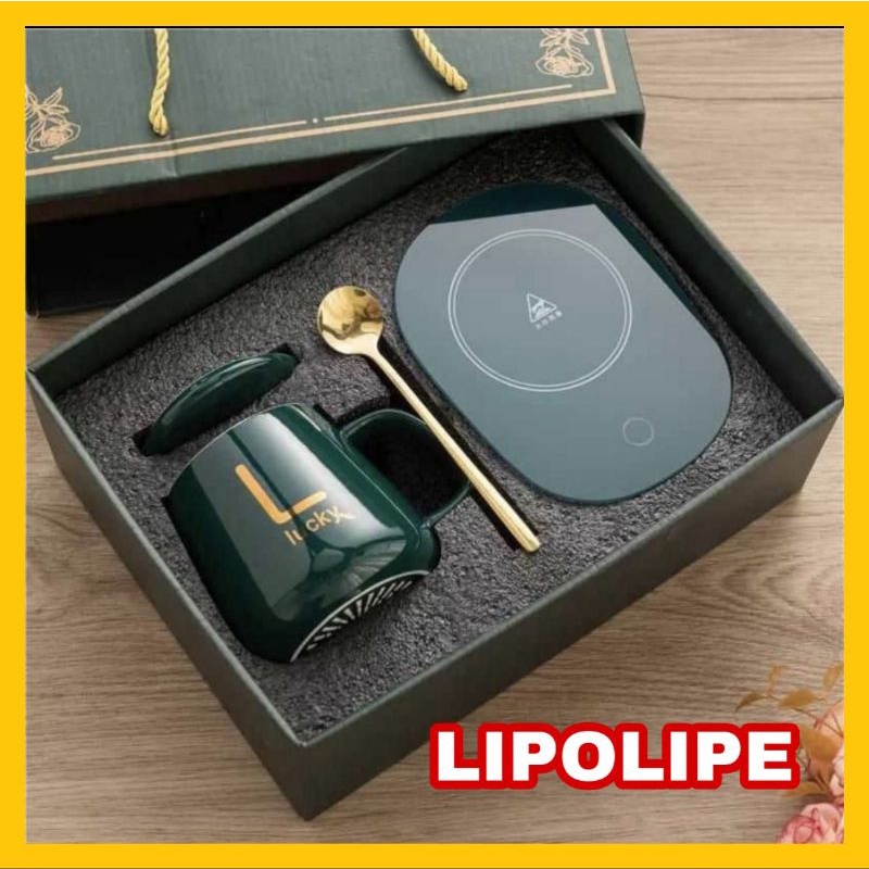 Mug Gelas Keramik Pemanas Cangkir Tatakan Pemanas Listrik Kopi Teh