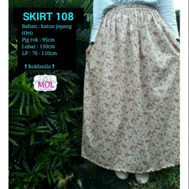 Rok panjang motif bunga bahan katun jepang ori skirt 108